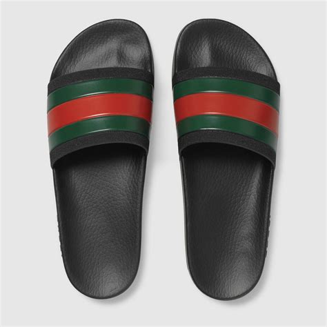 gucci rubber slides men's|Gucci slides all black.